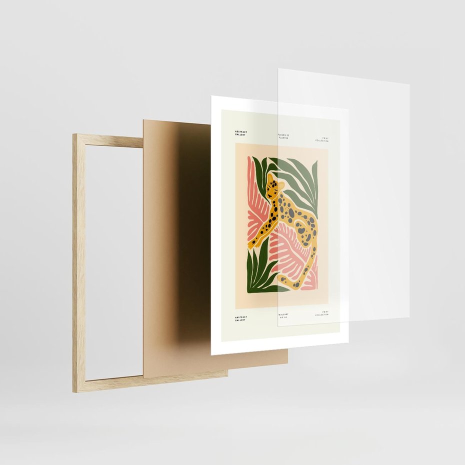 Plakat w ramie 50x70 - Rozkwitające Odbicia - nowoczesny plakat, gepard - rama drewno