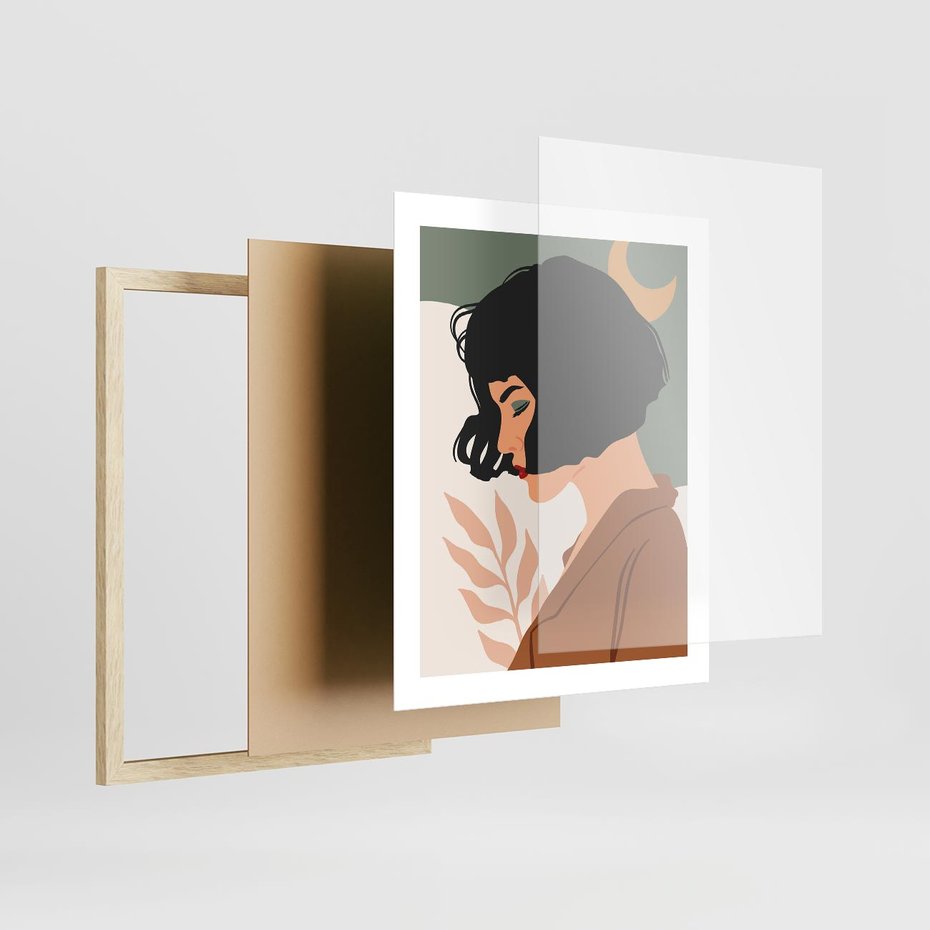 Plakat w ramie 40x50 - Kobieca Pasja - nowoczesny plakat, styl retro - rama drewno