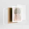 Plakat w ramie 40x50 - Kobieta w Linii: Akwarelowa Harmonia - kobieta one line, grafika - rama biała