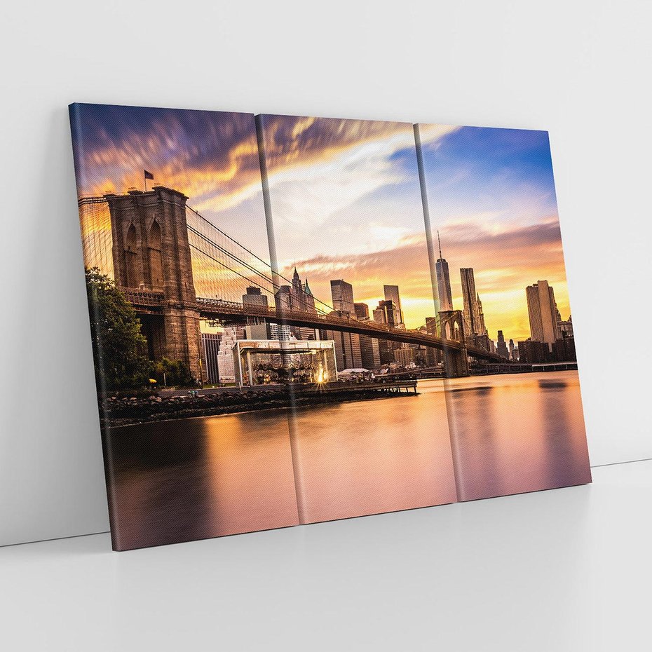 Obraz na płótnie 120x80 - Manhattan Nights: Most w Nowym Jorku - most, Nowy Jork