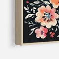 Obraz w ramie 120x80 - Labirynty melancholii - akwarelowe, pastelowe kwiaty na czarnym tle - rama drewno