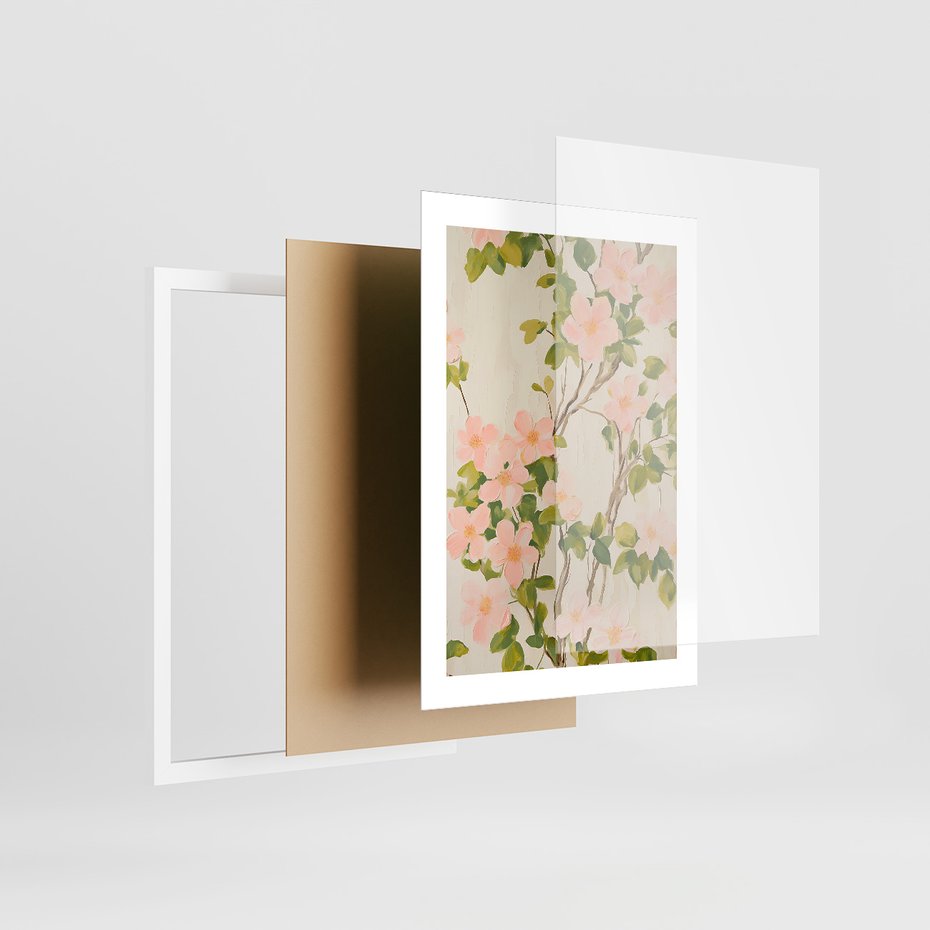 Zestaw obrazy w ramie 50x70 galeria - kwiaty, łąka, boho, akwarela - rama biała