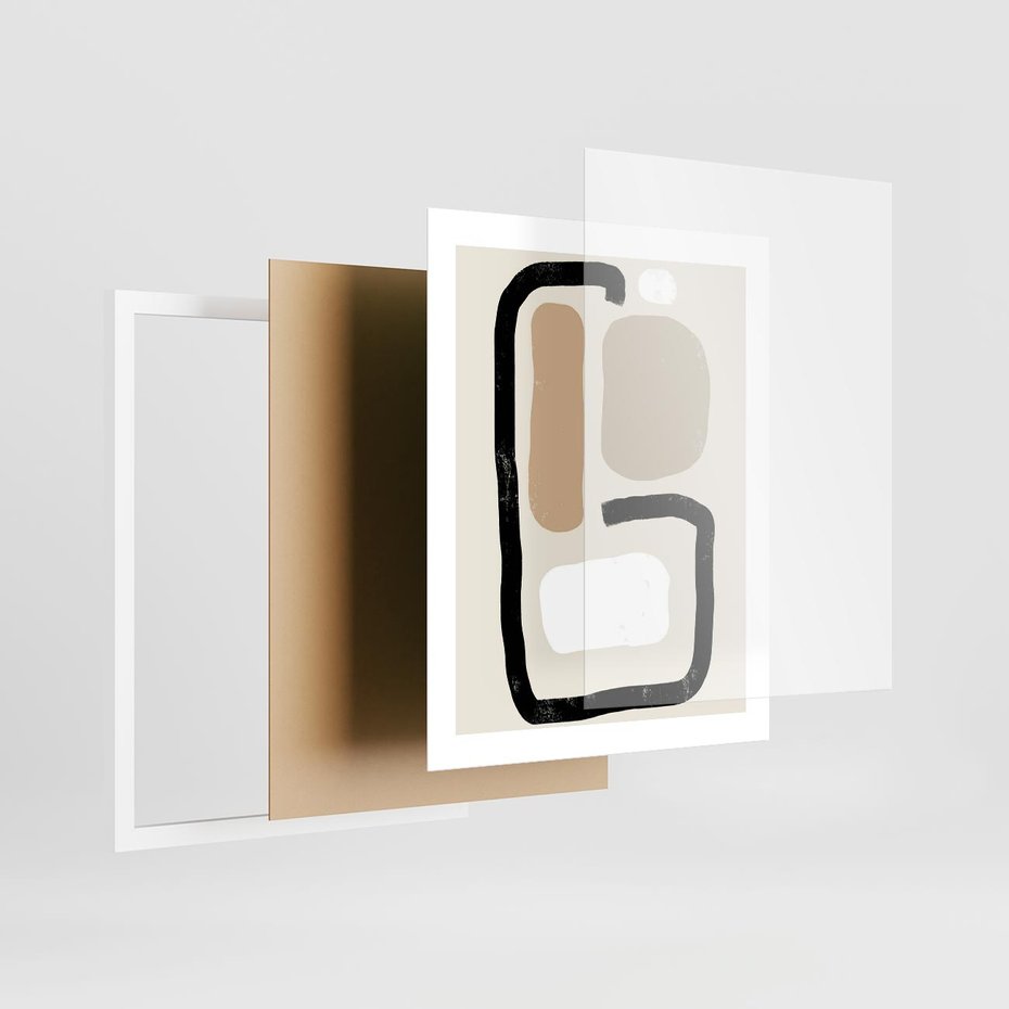 Plakat w ramie 40x50 - Kształtne Formy - geometryczne nieregularne kształty, nowoczesna kompozycja - rama biała