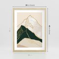 Plakat w ramie 30x40 - Minimalistyczne Góry: Złota Sztuka Natury - minimalistyczna grafika, góry - rama drewno