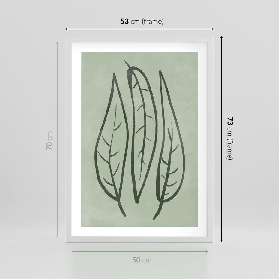 Plakat w ramie 50x70 - Energetyczne Ekspresje Natury - zielony plakat, roślinne motywy - rama biała