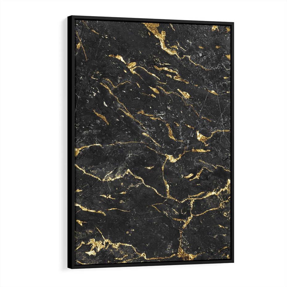Obraz w ramie 70x100 - Egzotyczny Blask - marmur, złoto - rama czarna