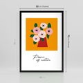 Plakat w ramie 50x70 - Abstrakcyjna Kreska - kwiaty w wazonie, abstrakcja - rama czarna