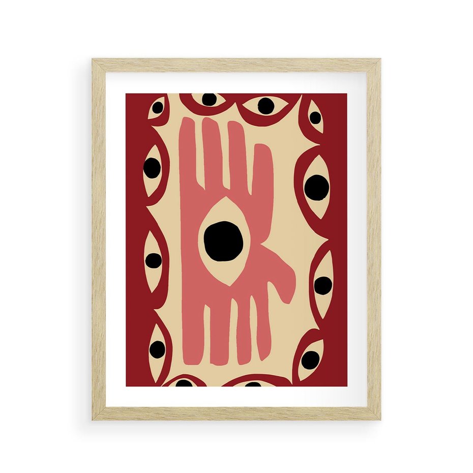 Plakat w ramie 40x50 - Migotliwe Kształty - abstrakcyjny obraz, boho styl - rama drewno