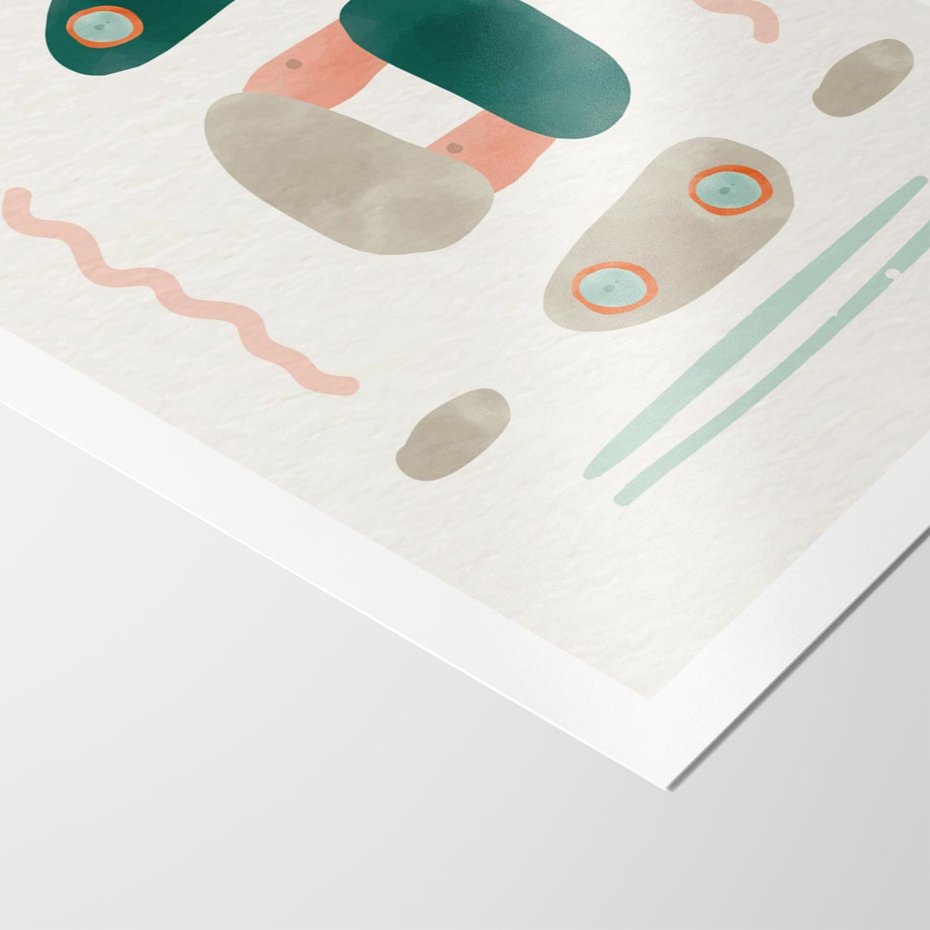 Plakat bez ramy 40x50 - Tańczące Kształty Natury - przypadkowe abstrakcyjne wzory, pomarańczowy i zielony