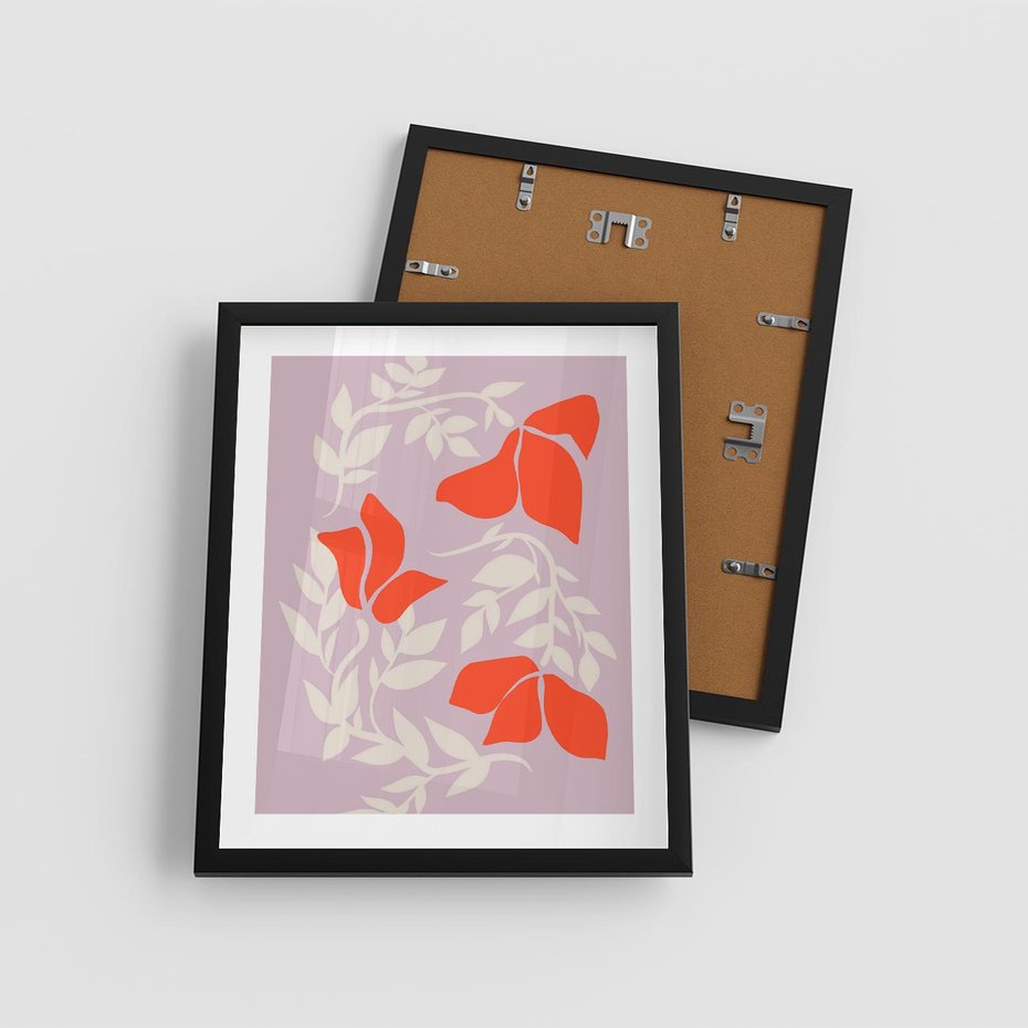 Plakat w ramie 40x50 - Kwiatowa Kreatywność - nowoczesny plakat, roślinne motywy - rama czarna