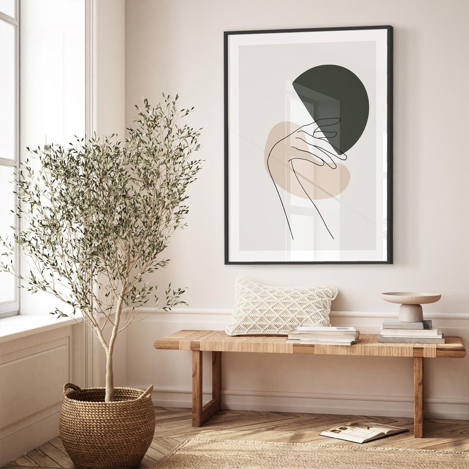 Plakat bez ramy 21x30 - Przenikające Kształty - szkic jedną linią, one line