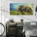 Obraz na płótnie 120x60 - Słoń w sawannie: Spotkanie z dziką przyrodą - słoń, sawanna