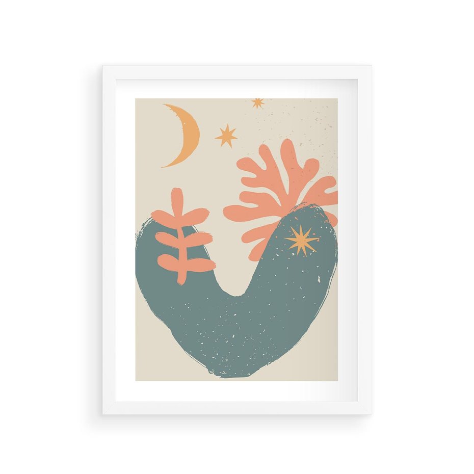 Plakat w ramie 30x40 - Energetyczne Kształty - boho formy, kształty - rama biała