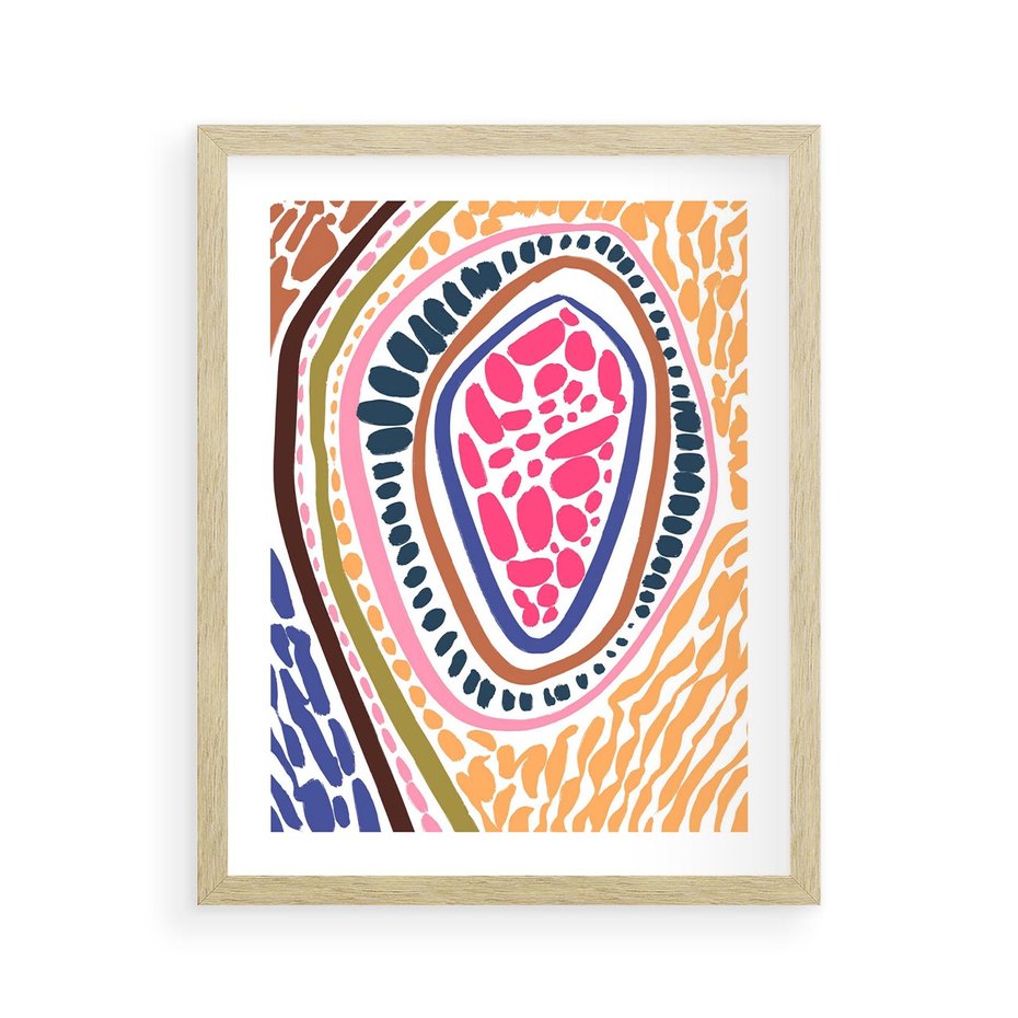 Plakat w ramie 40x50 - Rozchlapane Wizje - kolorowe wzory, tęczowe żywe kolory - rama drewno