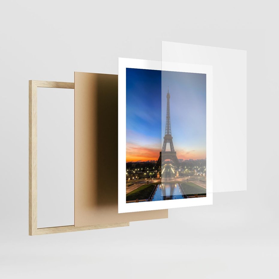 Plakat w ramie 40x50 - Wieża Eiffla w Innej Odsłonie - wieża, Eiffla - rama drewno