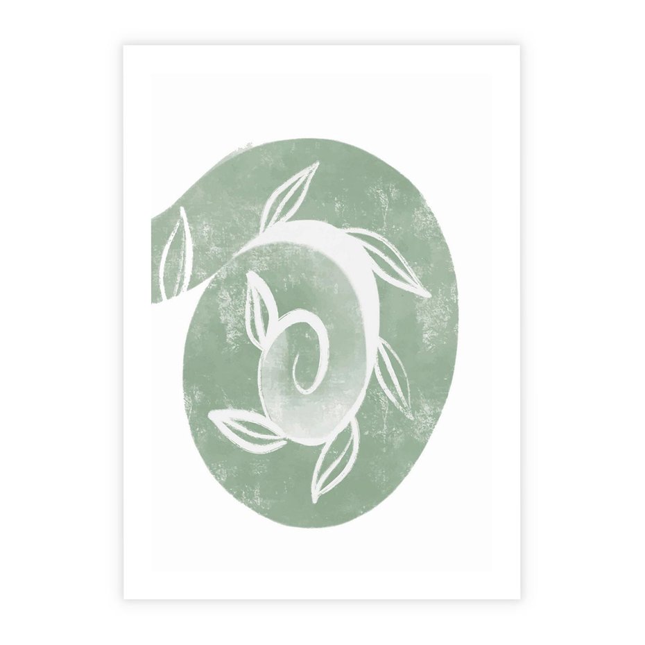 Plakat bez ramy 30x40 - Zielony Świat Odpoczynku - abstrakcyjny zielony motyw, skandynawski design