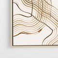 Obraz w ramie 120x80 - Ścieżki pędzla i myśli - minimalistyczna kompozycja, abstrakcyjne brązowe linie na białym tle - rama drewno
