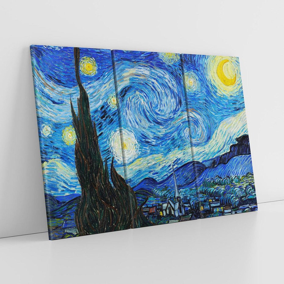 Obraz na płótnie 120x80 - "Gwiaździsta noc" (1889) Vincent van Gogh - Reprodukcja - reprodukcja, obraz na płótnie