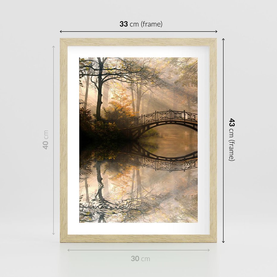Plakat w ramie 30x40 - Romantyczny Mostek - mostek, romantyczny - rama drewno