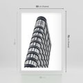 Plakat w ramie 50x70 - Wieżowiec na Monochromatycznym Obrazie - architektura, wieżowiec - rama biała