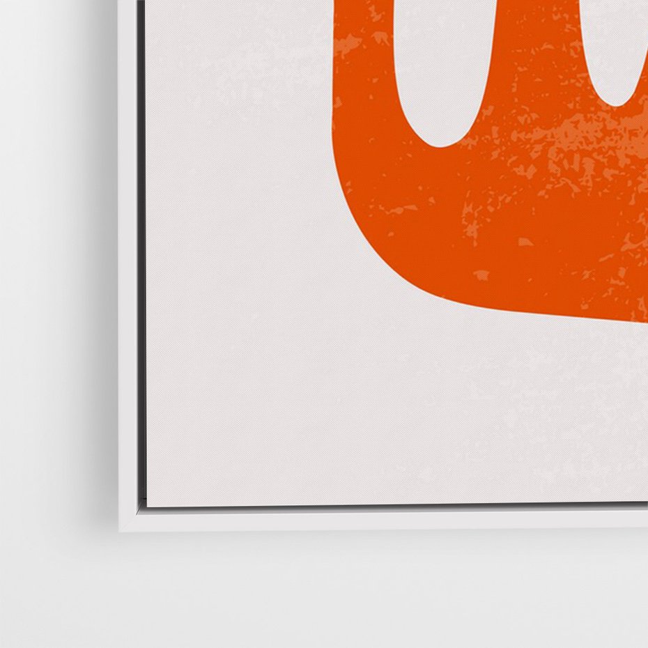 Obraz w ramie 80x120 - Eksploracja Nowego Światła - abstrakcyjna pomarańczowa forma, minimalizm - rama biała
