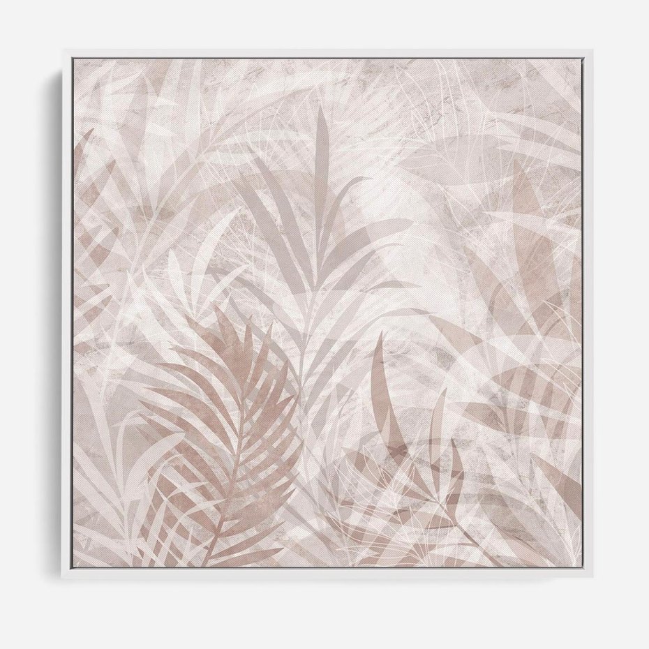 Obraz w ramie 80x80 - Pejzaż zaklętych uczuć - monochromatyczne, w odcieniach beżu - rama biała