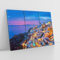 Obraz na płótnie 120x80 - Wyblakłe wspomnienia gwiazd - Santorini, wieczór