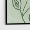 Obraz w ramie 70x100 - Szmaragdowy Oddech - abstrakcyjne delikatne zielone linie, podobne do gałęzi kwiatów - rama czarna