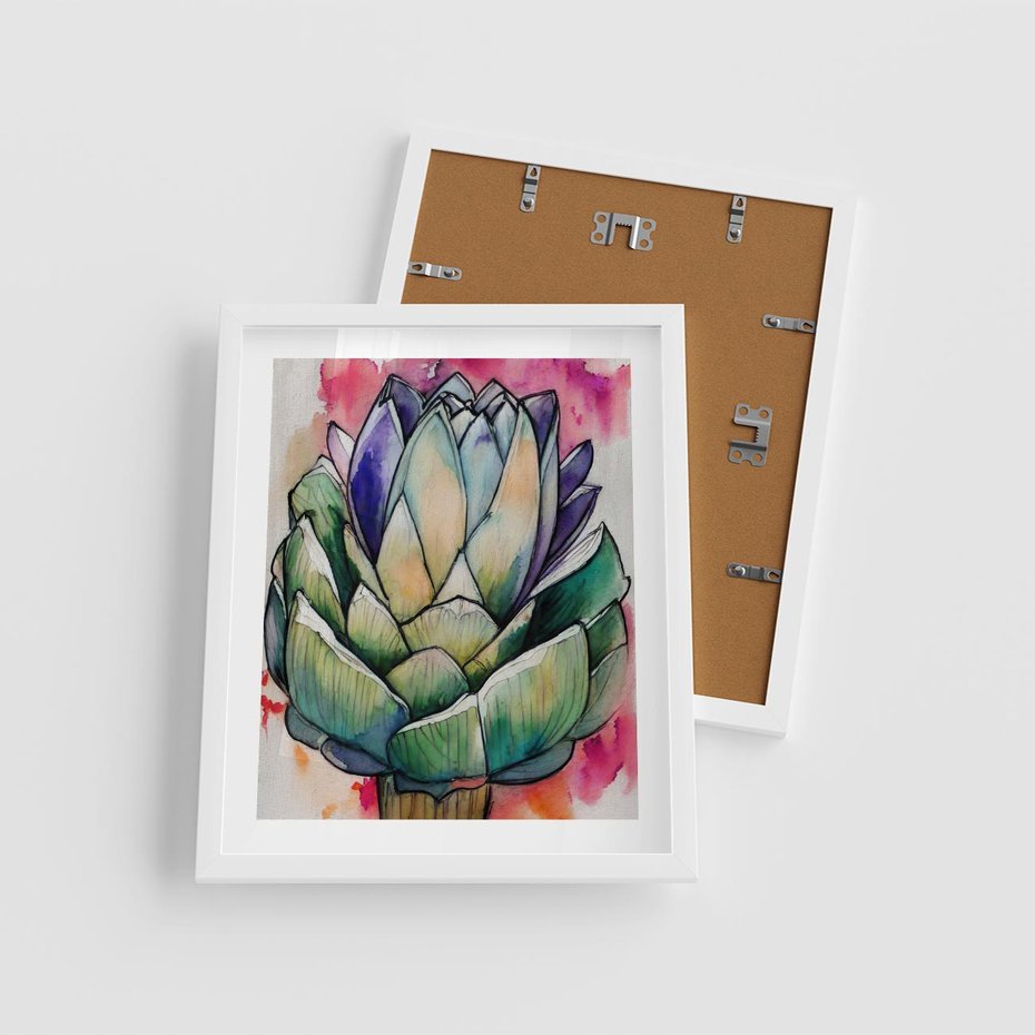 Plakat w ramie 40x50 - Estetyczna Roślina - abstrakcja, akwarela - rama biała