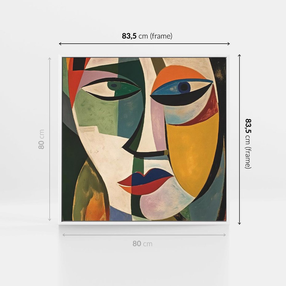 Obraz w ramie 80x80 - Kolorowe Dziwne Wyobrażenia - abstrakcyjny obraz, olejny - rama biała