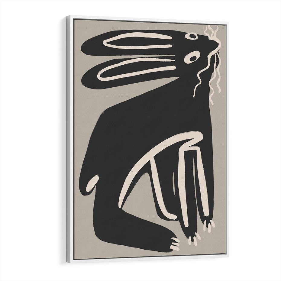 Obraz w ramie 70x100 - Konturujące Struktury - skandynawska sztuka, królik - rama biała