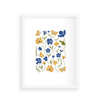 Plakat w ramie 40x50 - Odgłosy Wizji - kwiaty, sztuka nowoczesna - rama biała