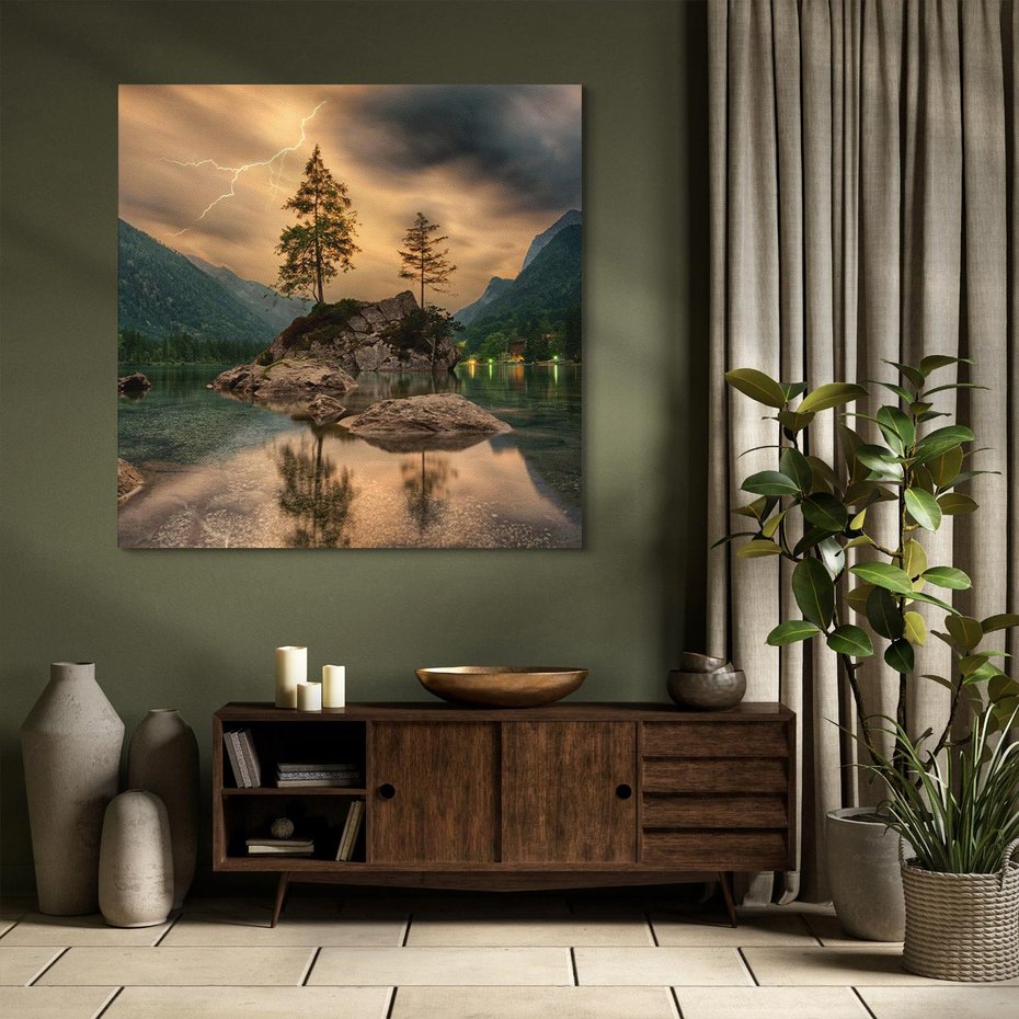 Obraz na płótnie 40x40 - Jezioro Górskie - Spotkanie z Naturą - jezioro, góry