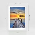 Plakat w ramie 30x40 - Zachód słońca na pomostach - zachód, słońca - rama biała