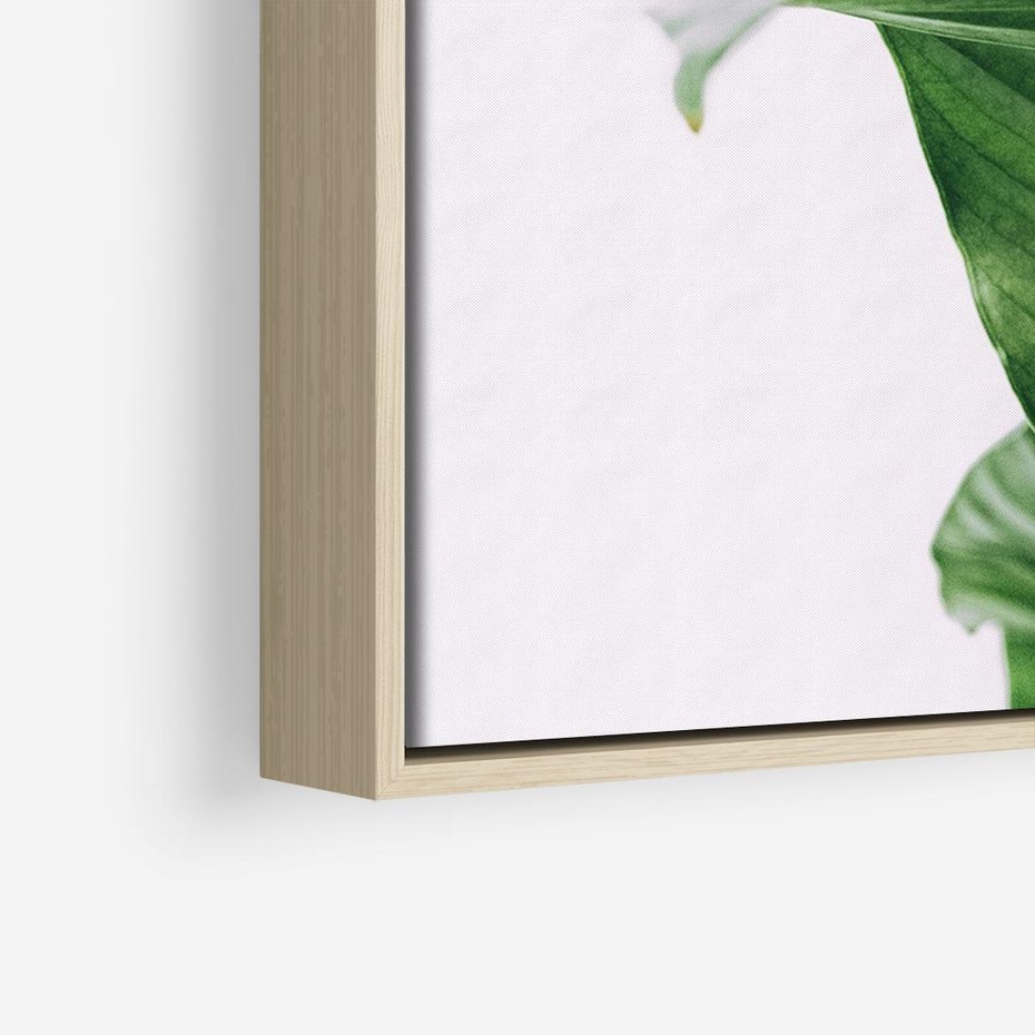 Obraz w ramie 100x70 - Zielone liście monstery - liście, monstera - rama drewno