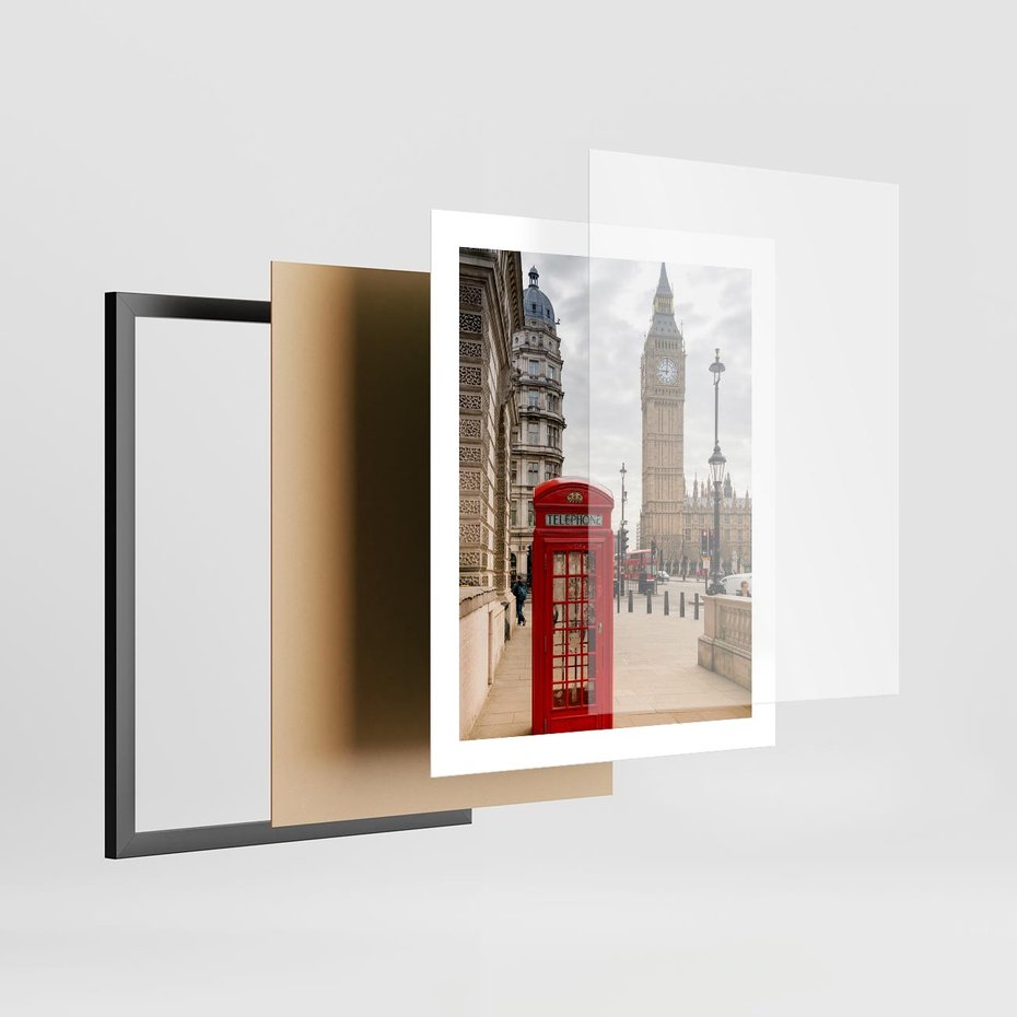 Plakat w ramie 40x50 - Symbol Big Benu - Londyn, budka - rama czarna