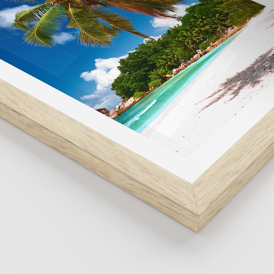 Plakat w ramie 40x50 - Oaza palm na plaży - palma, plaża - rama drewno