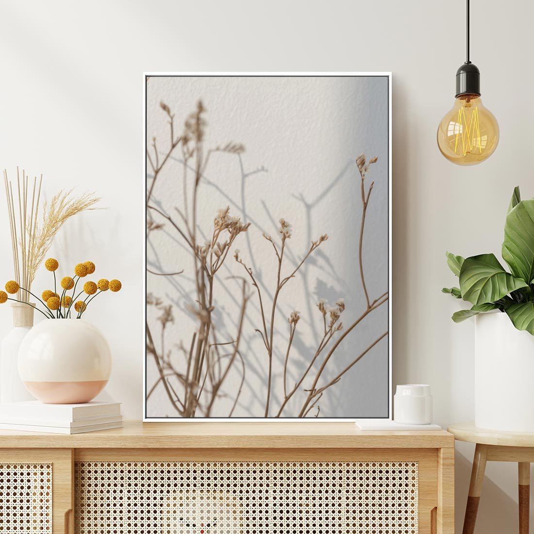 Obraz w ramie 80x120 - Boho gałązki suche - gałązki, suche - rama biała