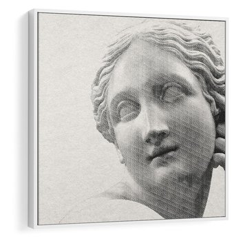 Obraz w ramie 50x50 - Szarość w Kamieniu - monochromatyczna marmurowa rzeźba, odcienie szarości - rama biała