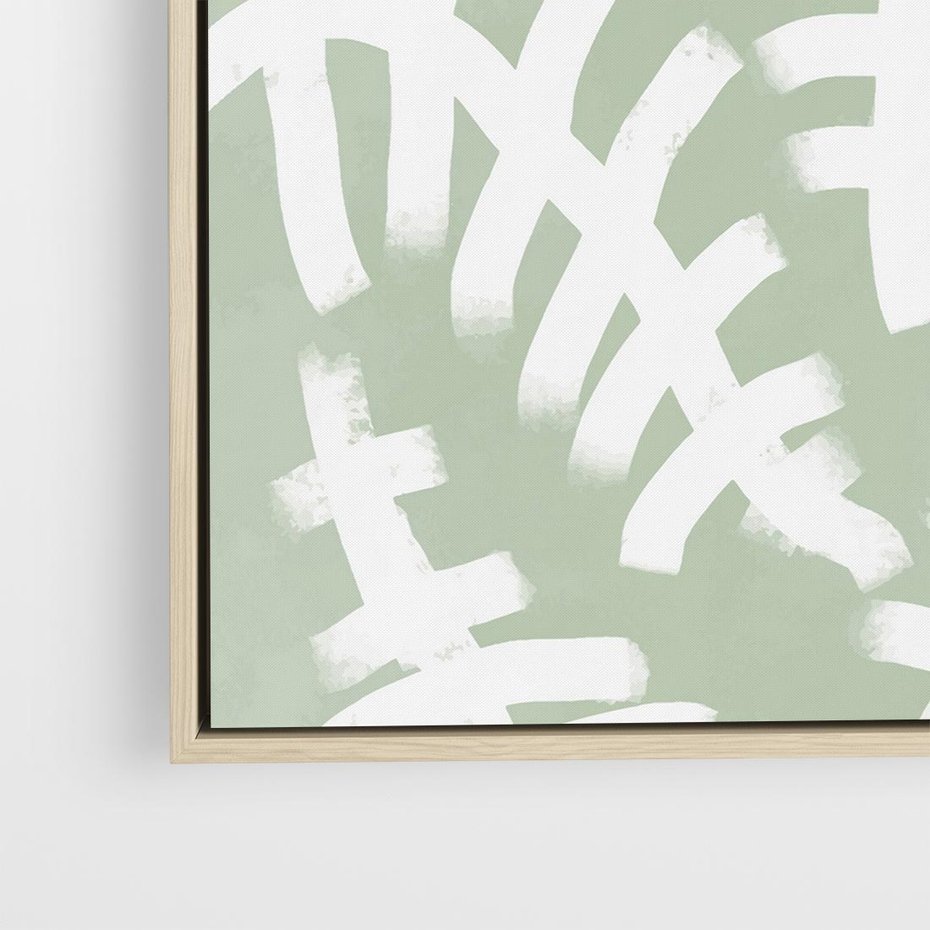 Obraz w ramie 50x50 - Oaza Zieleni - zielona abstrakcja, zgaszona zieleń - rama drewno