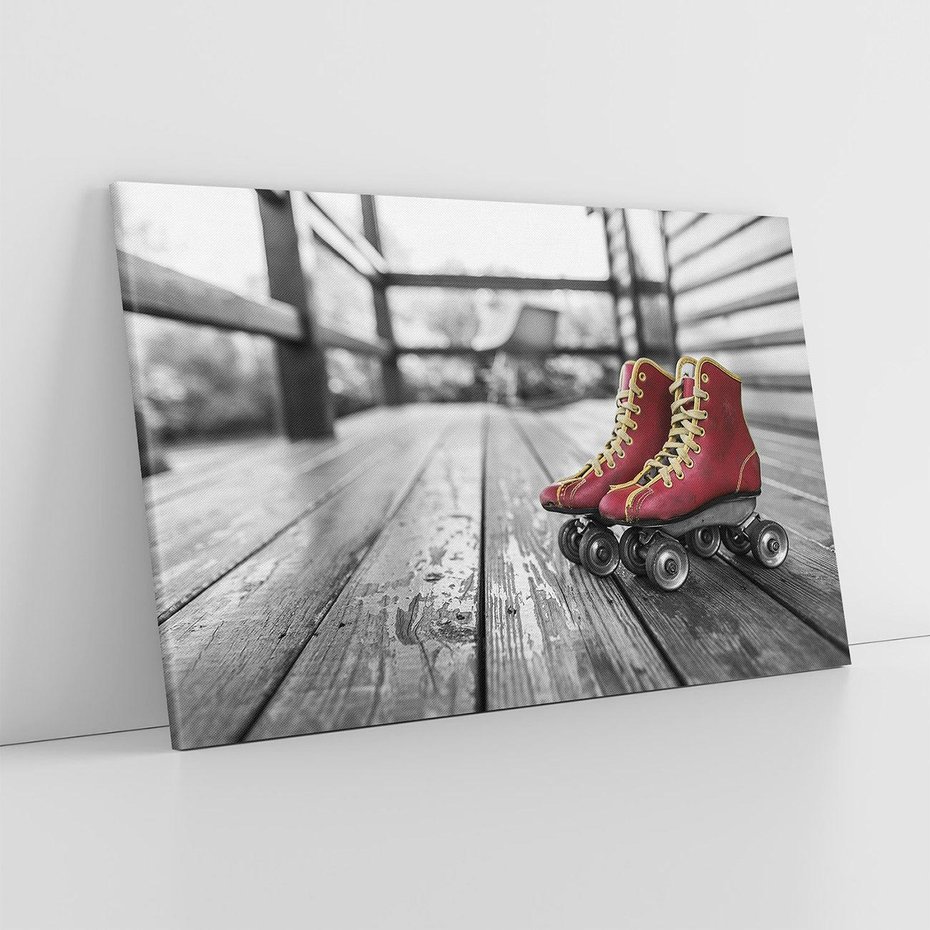 Obraz na płótnie 120x80 - Rolki Retro - Przejażdżka W Stylu - rolki, retro