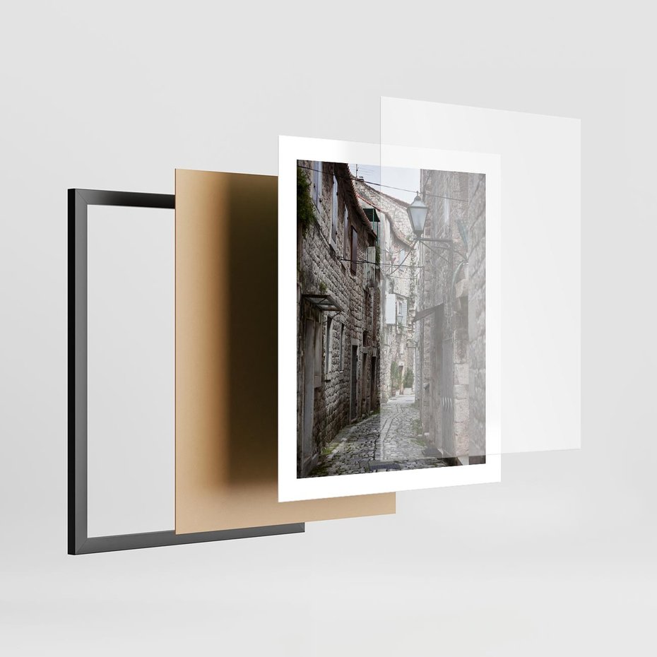 Plakat w ramie 40x50 - Malownicza uliczka we Włoszech - uliczka, Włoch - rama czarna