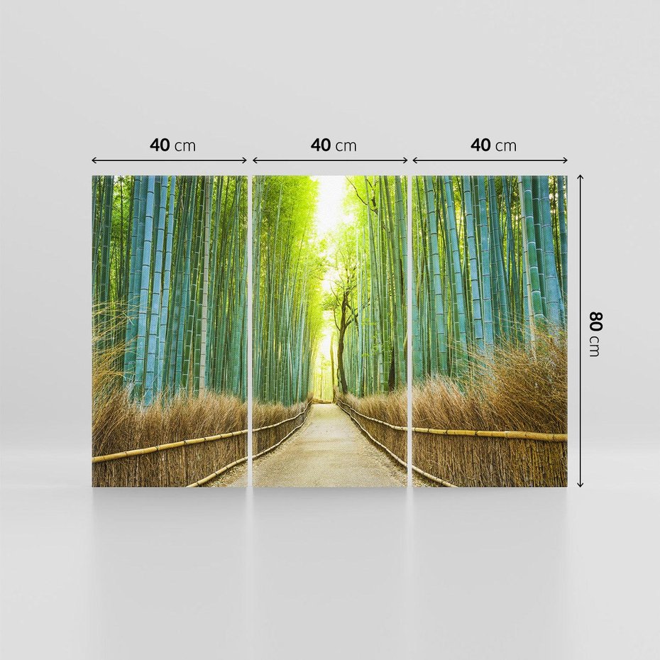 Obraz na płótnie 120x80 - Droga przez japoński bambusowy las - droga, japonia