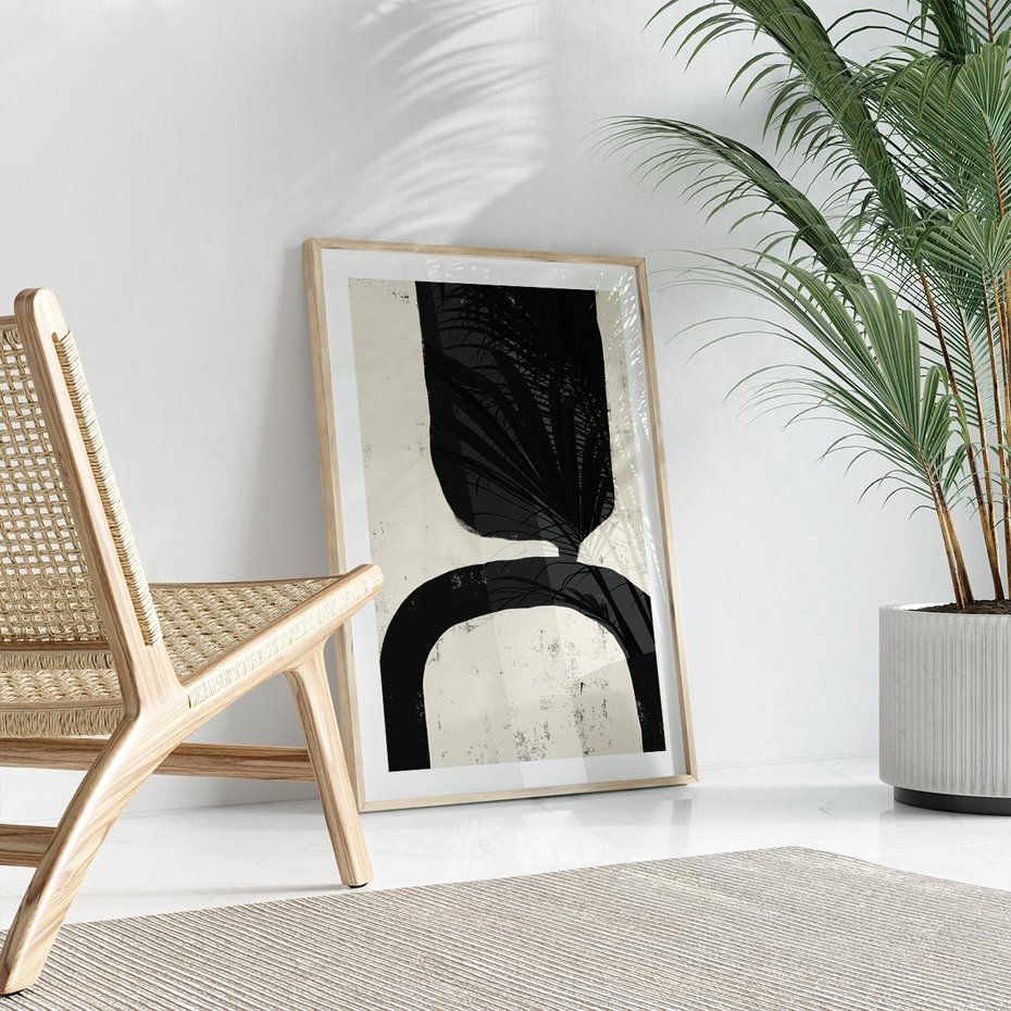 Plakat w ramie 40x50 - Przenikające Plamy - abstrakcyjna sztuka, minimalizm - rama drewno