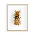 Plakat w ramie 40x50 - Ekskluzywny Akcent - złoty, ananas - rama drewno