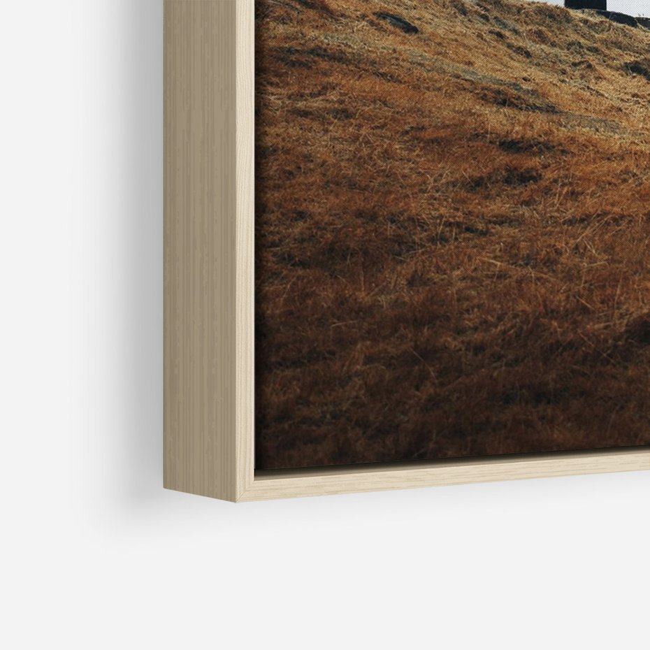 Obraz w ramie 50x70 - Ciepło i Przytulność - skandynawski, domek - rama drewno