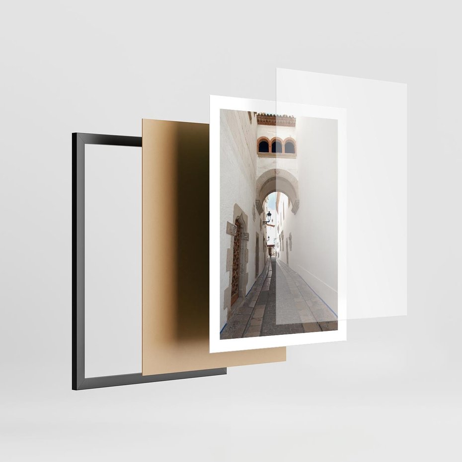 Plakat w ramie 50x70 - Perspektywiczna Magia Uliczki - uliczka, perspektywa - rama czarna