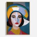 Obraz w ramie 50x70 - Kształtujące Widzenia - abstrakcyjny obraz olejny, portret twarzy kobiety - rama drewno