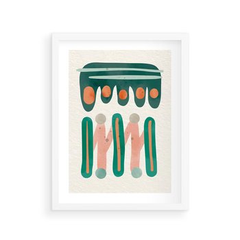 Plakat w ramie 30x40 - Zaklęte Wzory Natury - przypadkowe abstrakcyjne wzory, pomarańczowy i zielony - rama biała