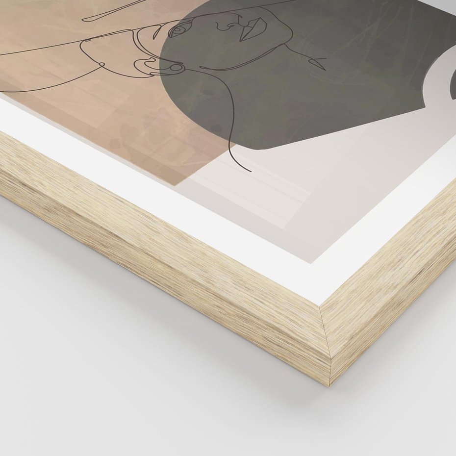 Plakat w ramie 50x70 - Geometryczna Elegancja: One Line - geometria, nowoczesna sztuka - rama drewno